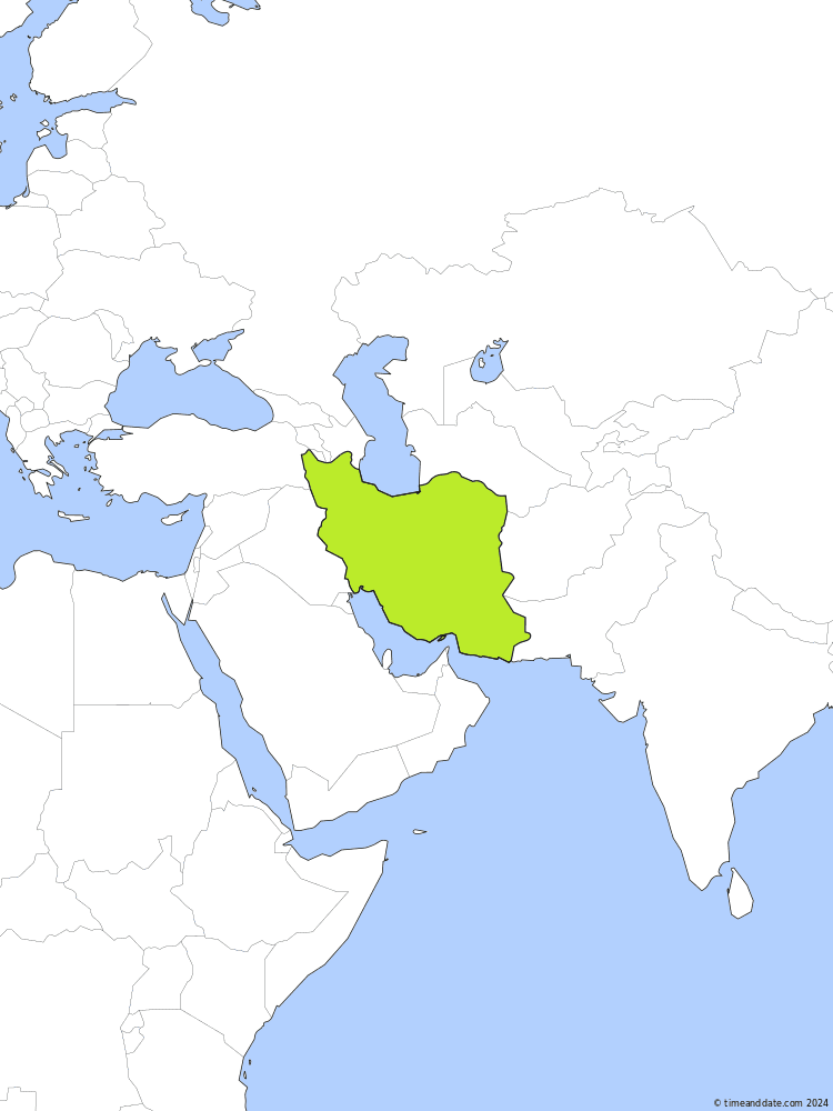 Time zone map of IRST