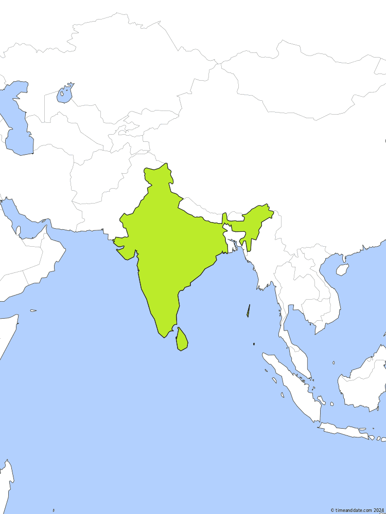 Time zone map of IST