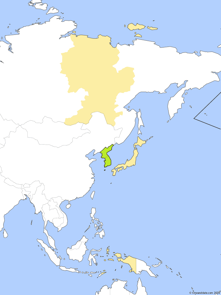 Time zone map of KST