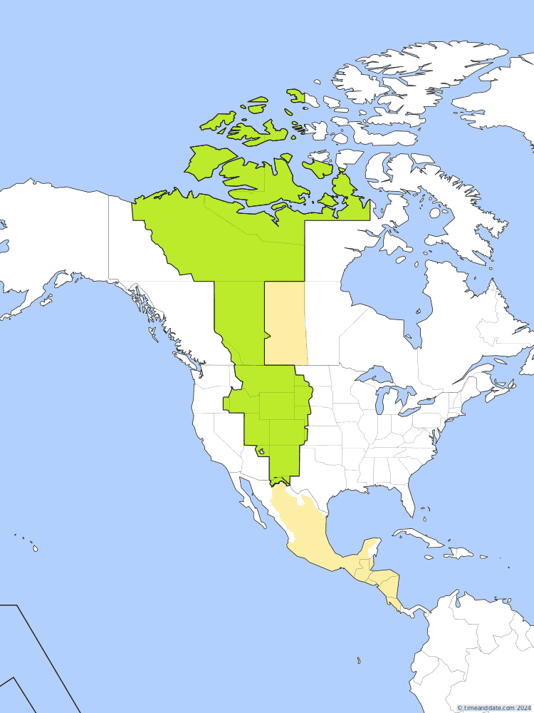 Time zone map of MDT