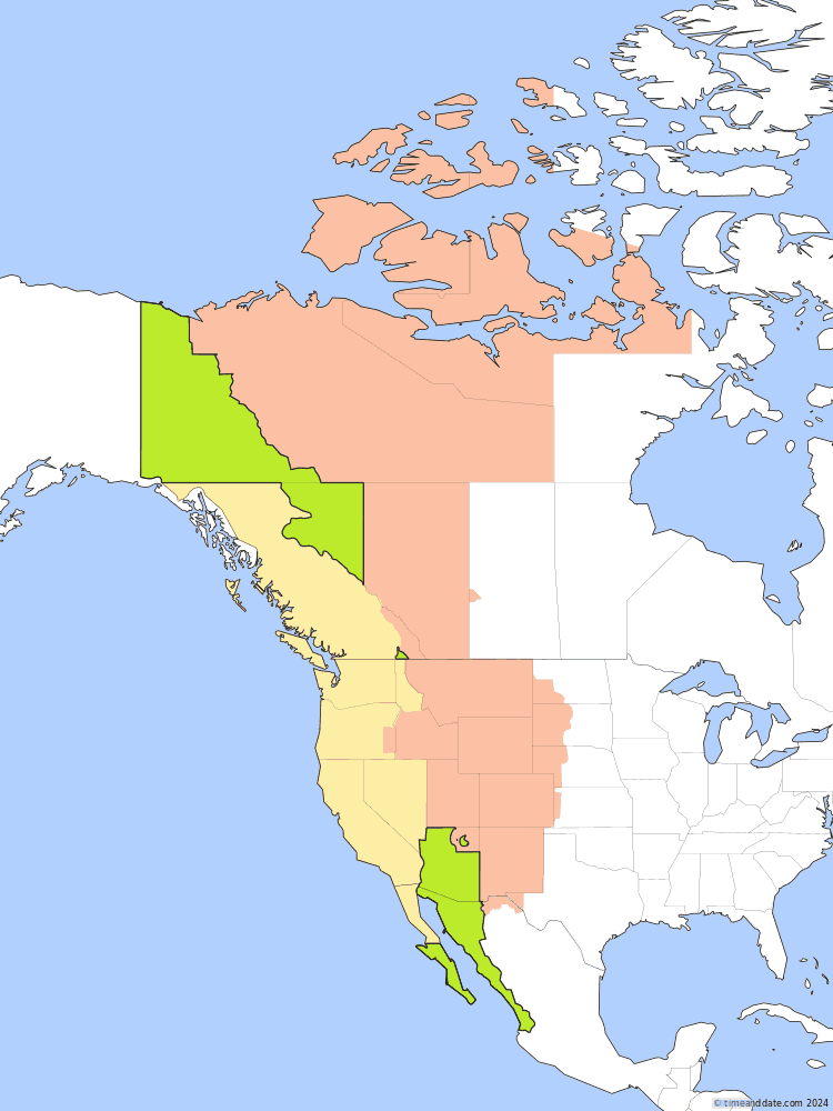 Time zone map of MST