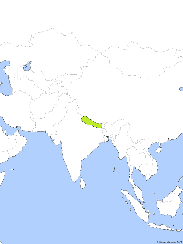 Time zone map of NPT