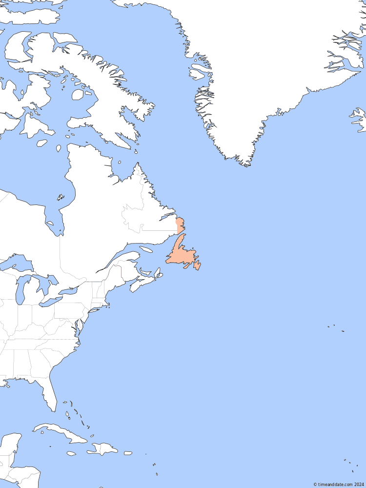 Time zone map of NST