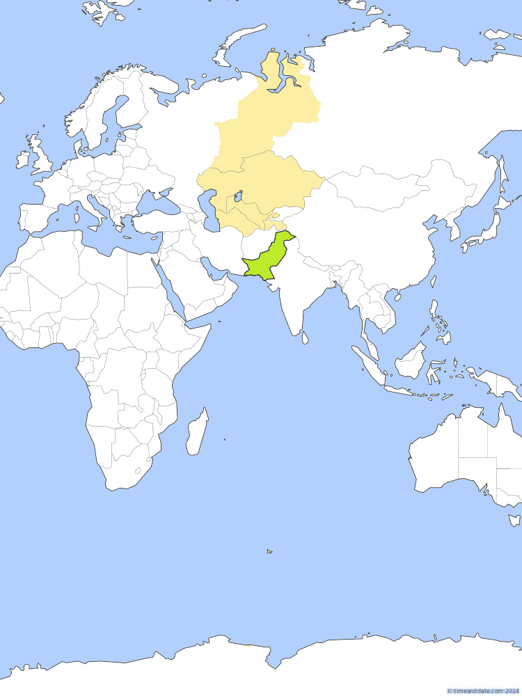 Time zone map of PKT