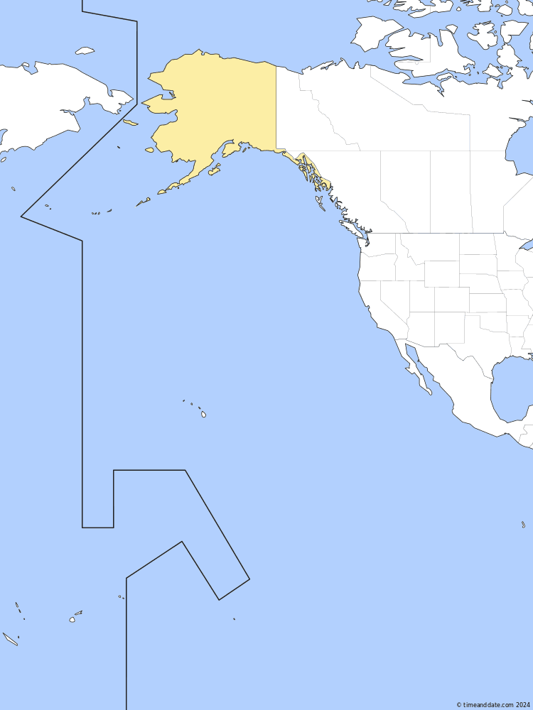 Time zone map of PST