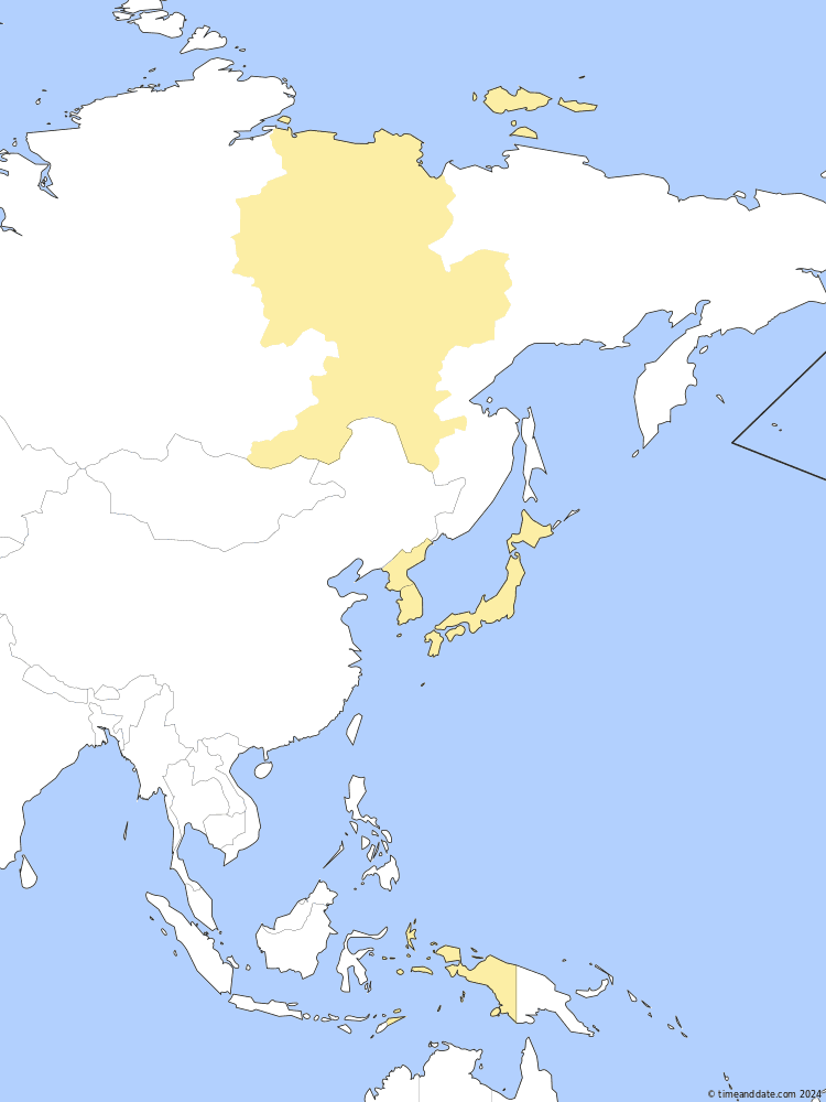 Time zone map of PWT