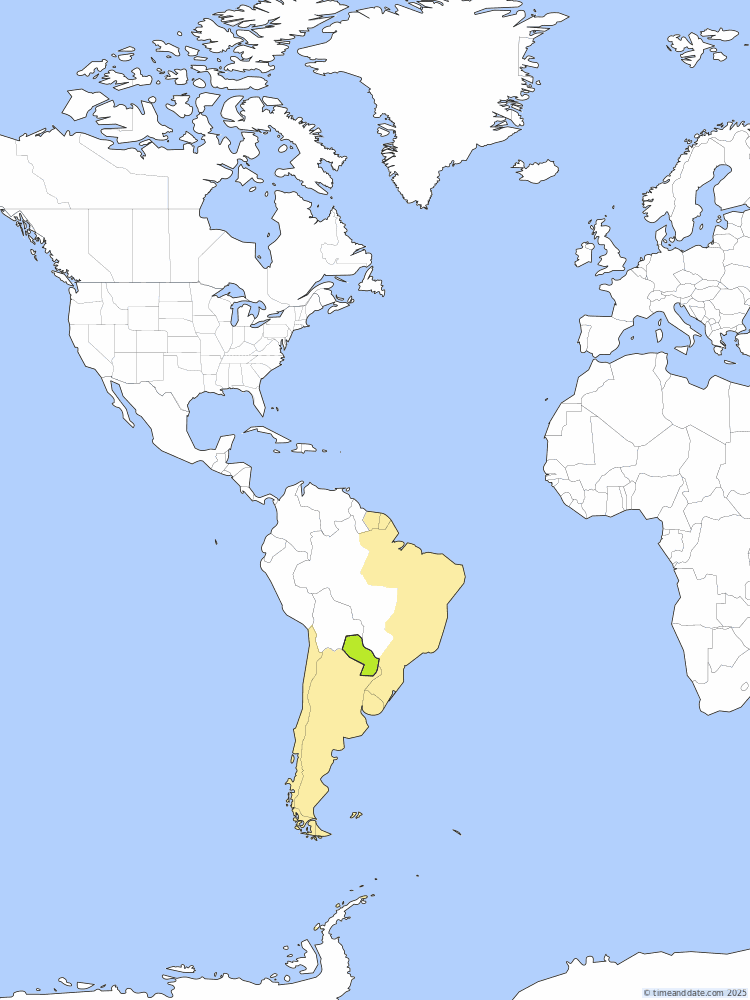 Time zone map of PYT