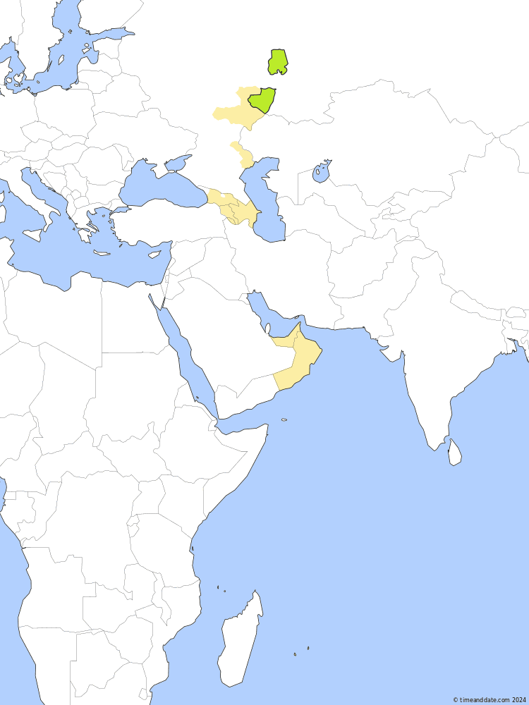 Time zone map of SAMT