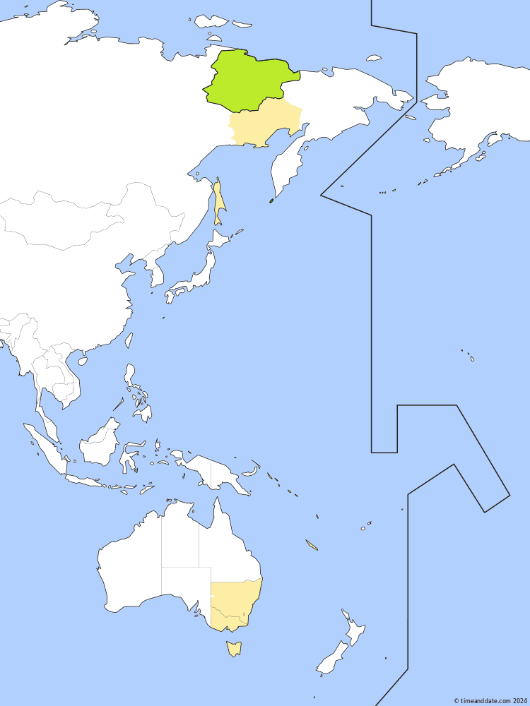 Time zone map of SRET