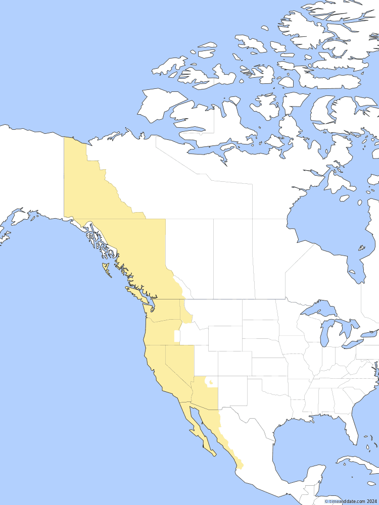 Time zone map of T