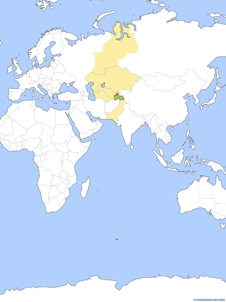 Time zone map of TJT