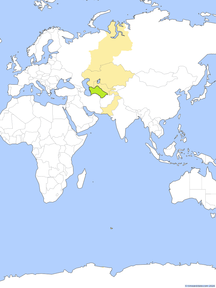 Time zone map of TMT