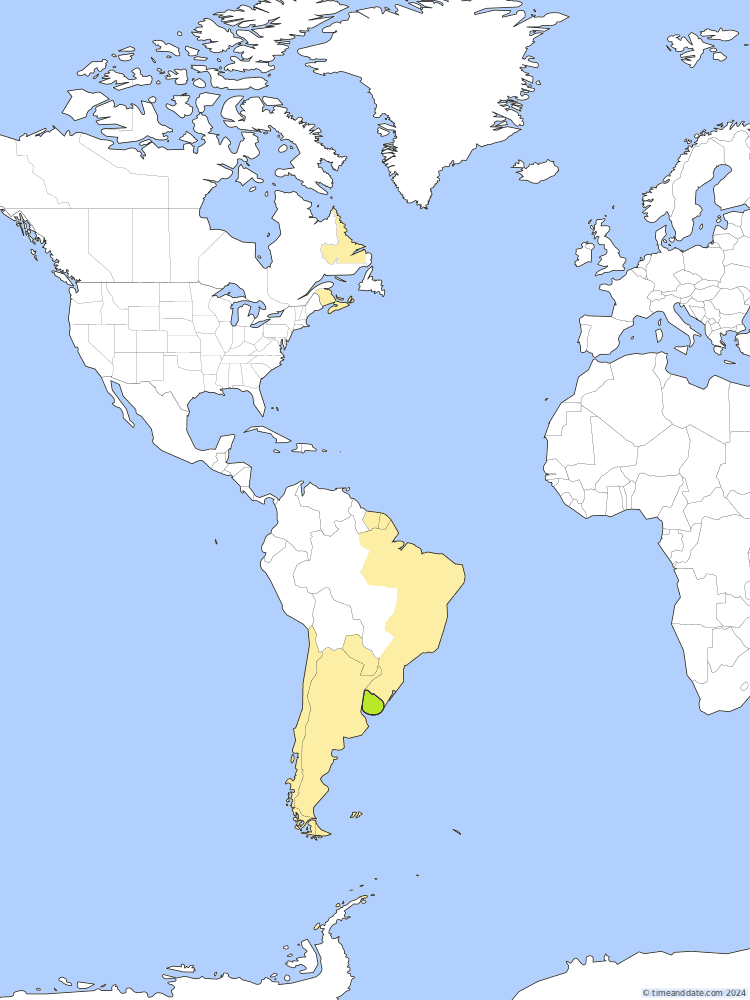 Time zone map of UYT