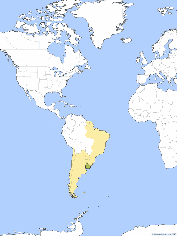 Time zone map of UYT