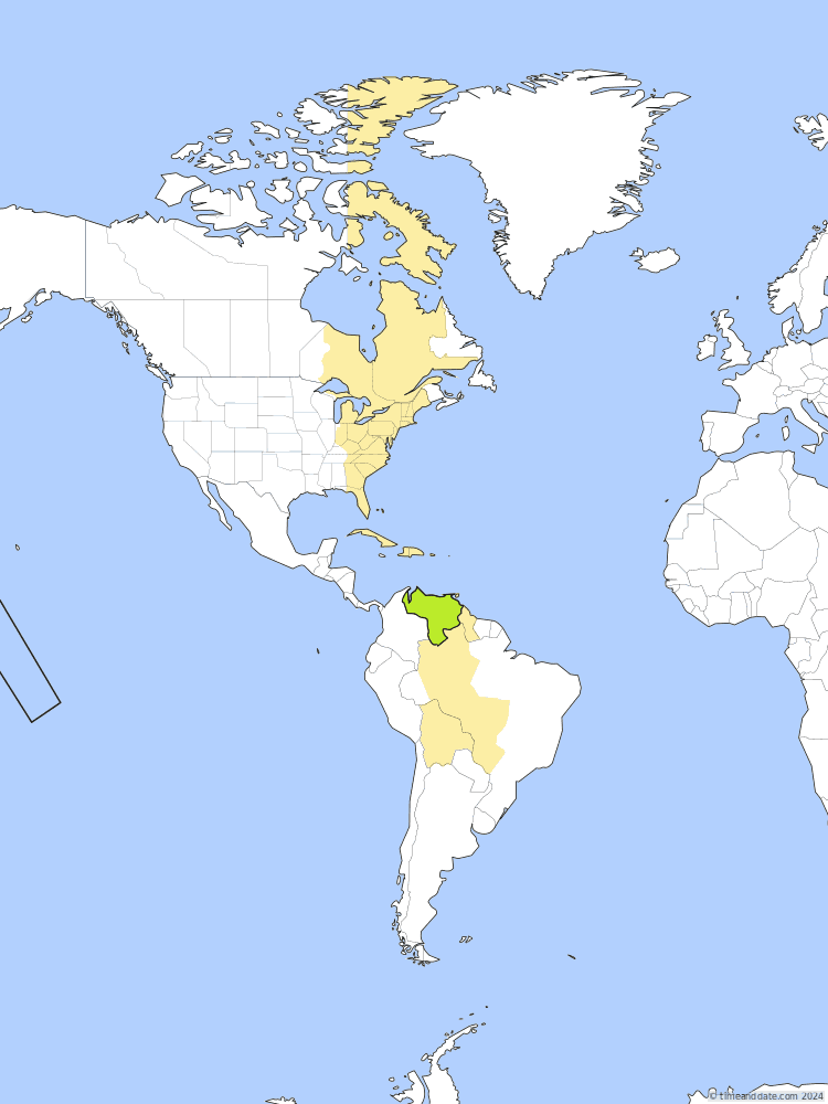 Time zone map of VET