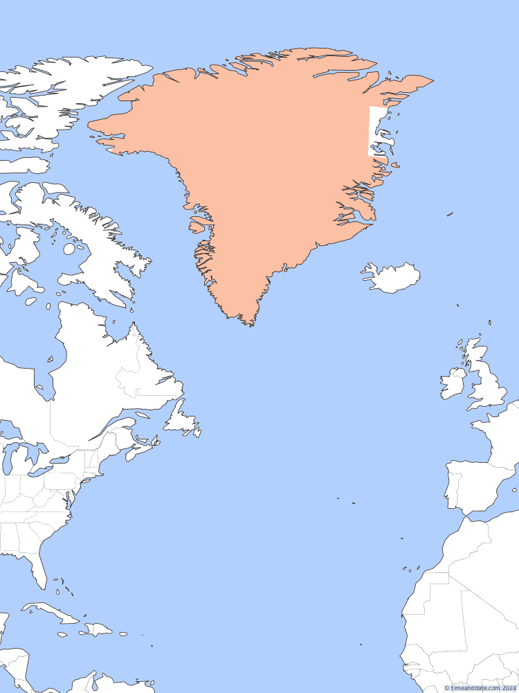 Time zone map of WGST