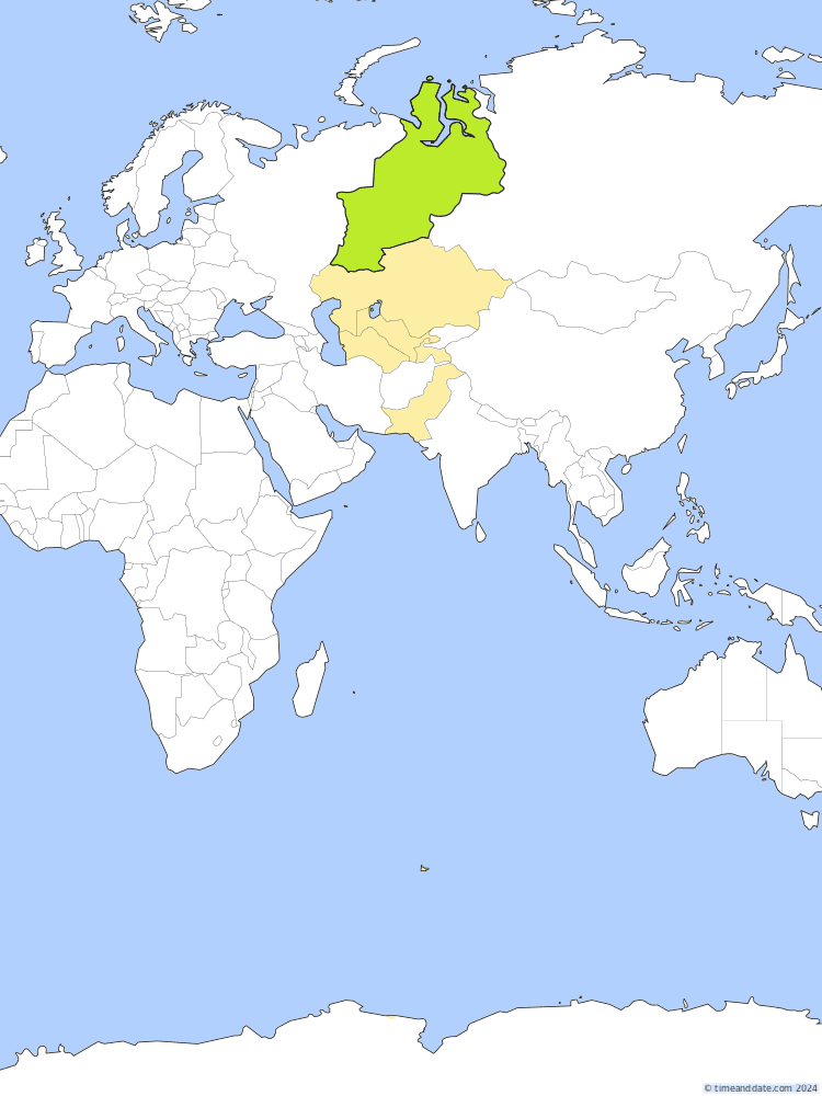 Time zone map of YEKT