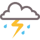 Strong thunderstorms. More clouds than sun.