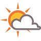 Partly cloudy.